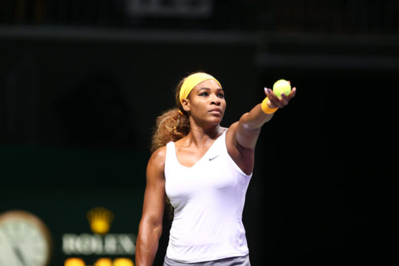 Serena Williams holding a ball