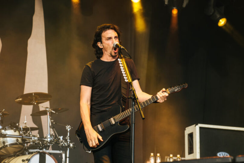 Lead singer Joe Duplantier at Bloodstock Open Air Festival, on August 13th, 2016
