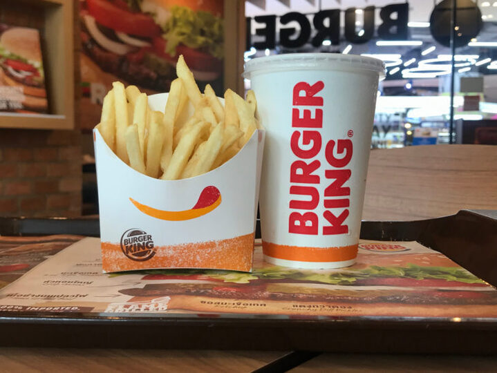 Close-up of Burger King fries and drink 