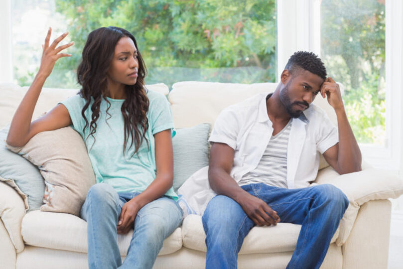 Couple looking mad at each other 