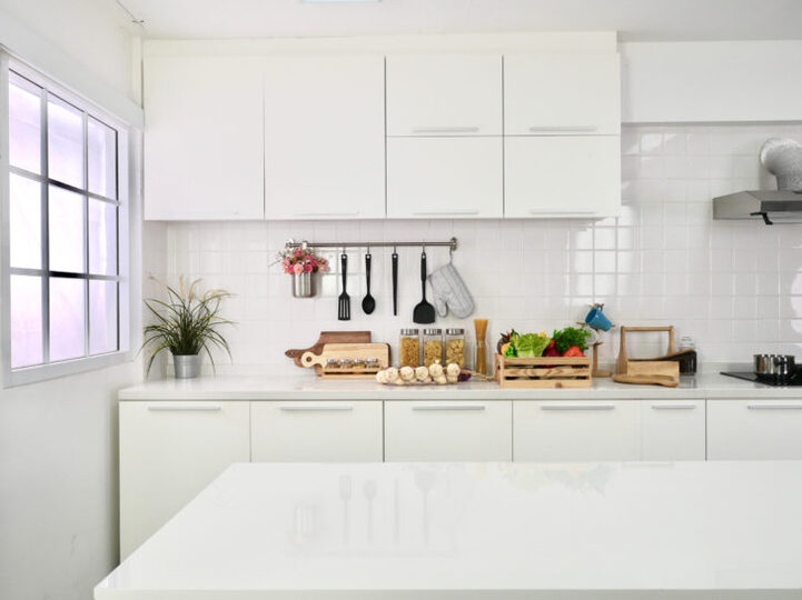 clean organized white kitchen