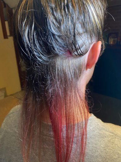 Shutterstock- pink hair dye tester strip