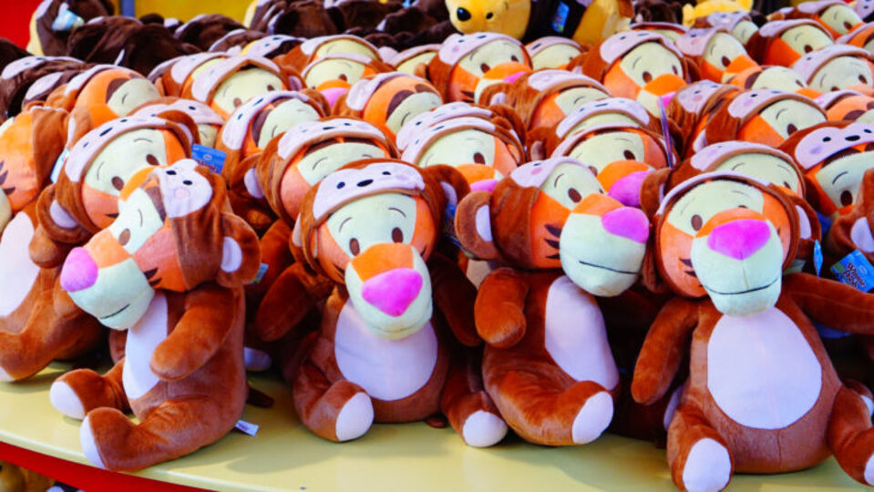 Display of Tigger plush toys