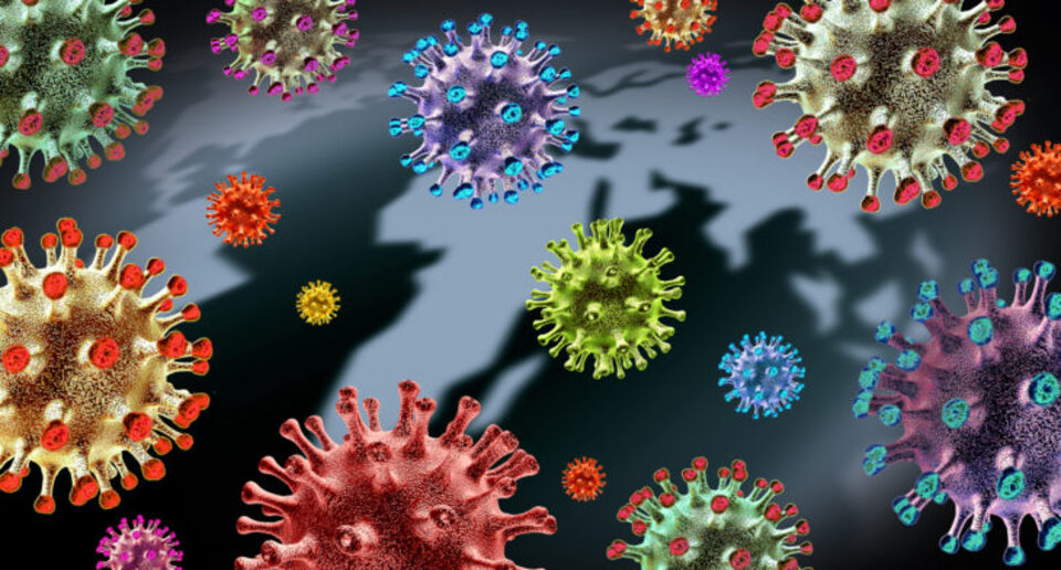 Colorful illustration of coronavirus cell