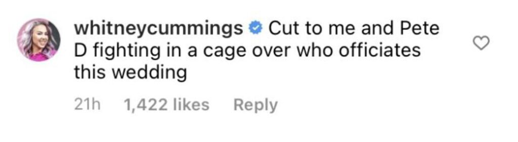 Whitney Cummings commenting on Machine Gun Kelly's engagement