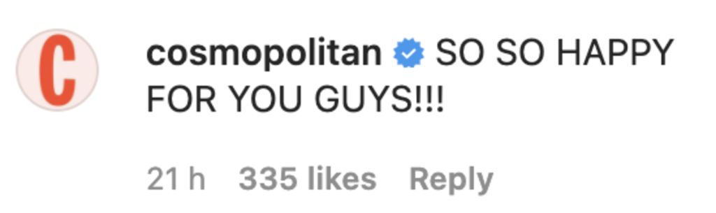 Cosmopolitan commenting on Megan Foxs' engagement