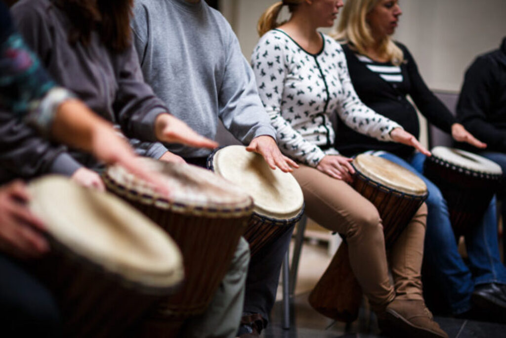 Group of people playing drums